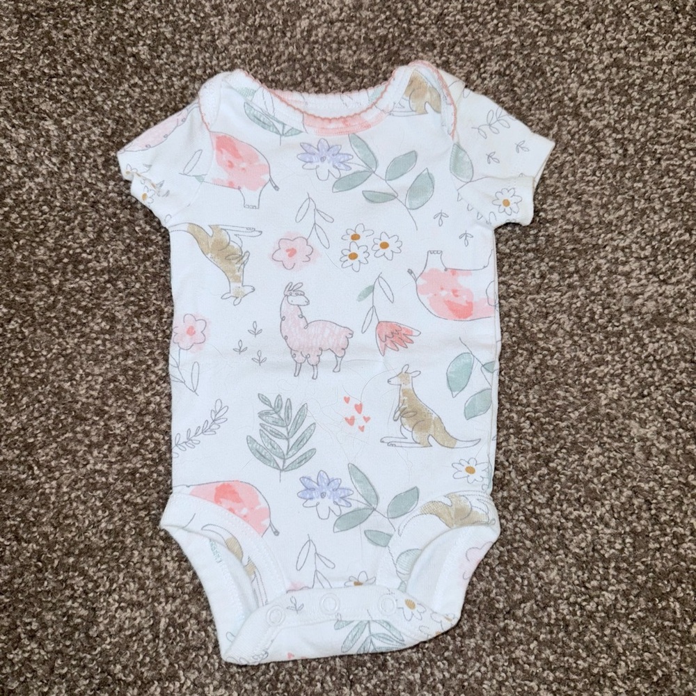 NB Llama/floral print onesie